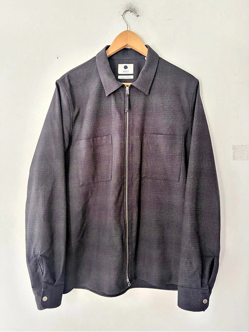NNO7 Dress Zip Shirt Wool Zip Shirt in Black Size Medium Like New